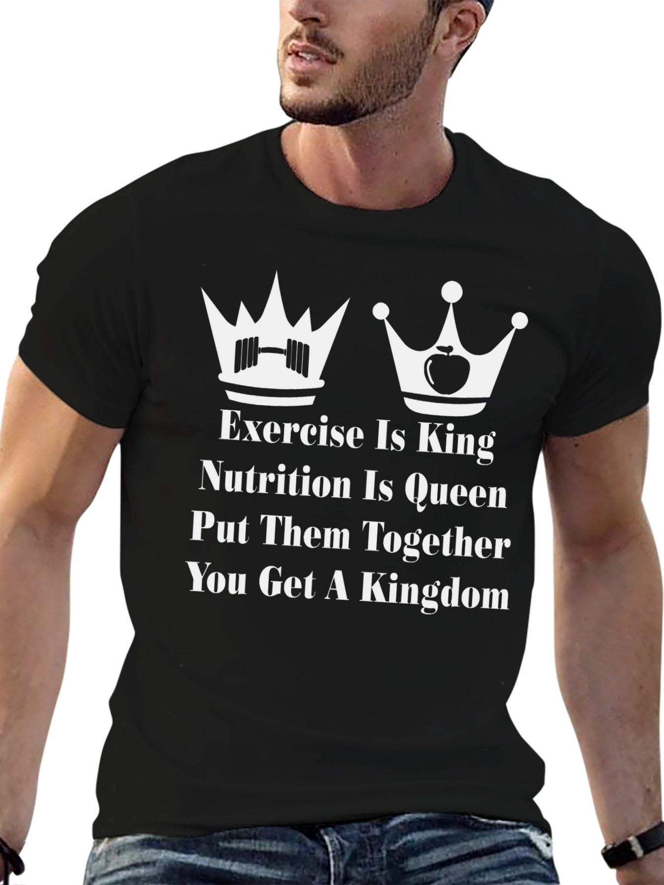 Camiseta Fitness: Ejercicio Rey Nutrición Reina