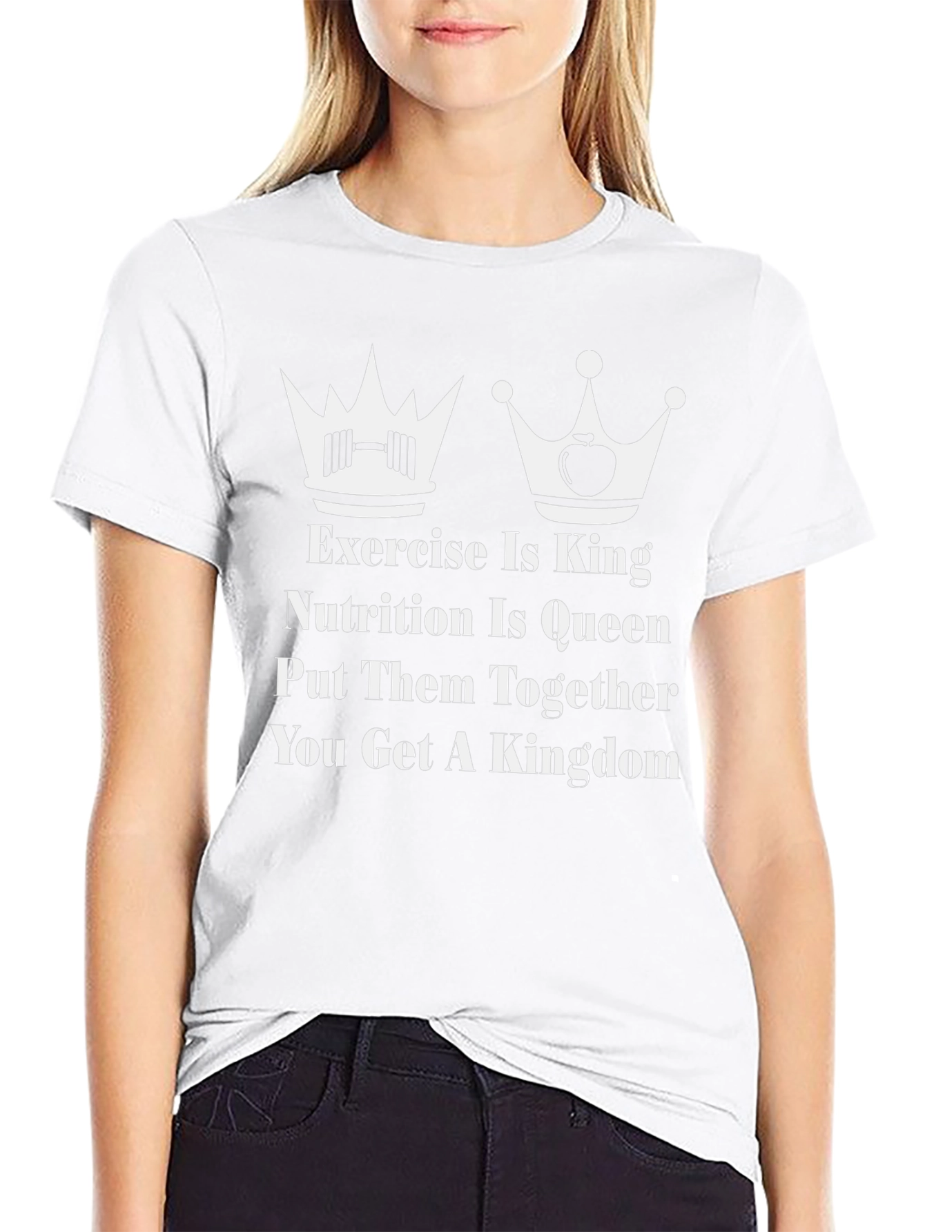 Camiseta Fitness: Ejercicio Rey Nutrición Reina