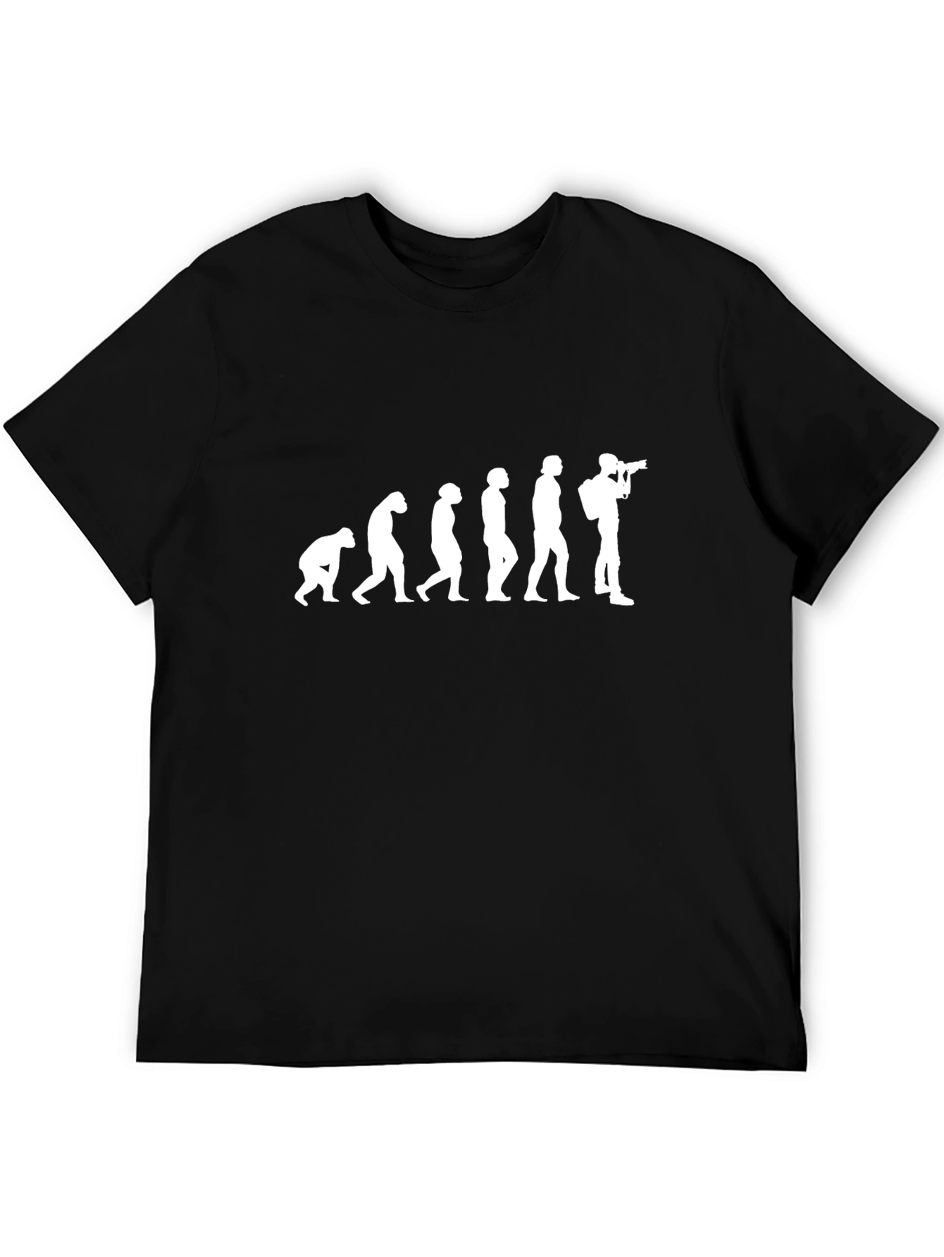 Camiseta Negra Evolución Fotógrafo Hombre Algodón
