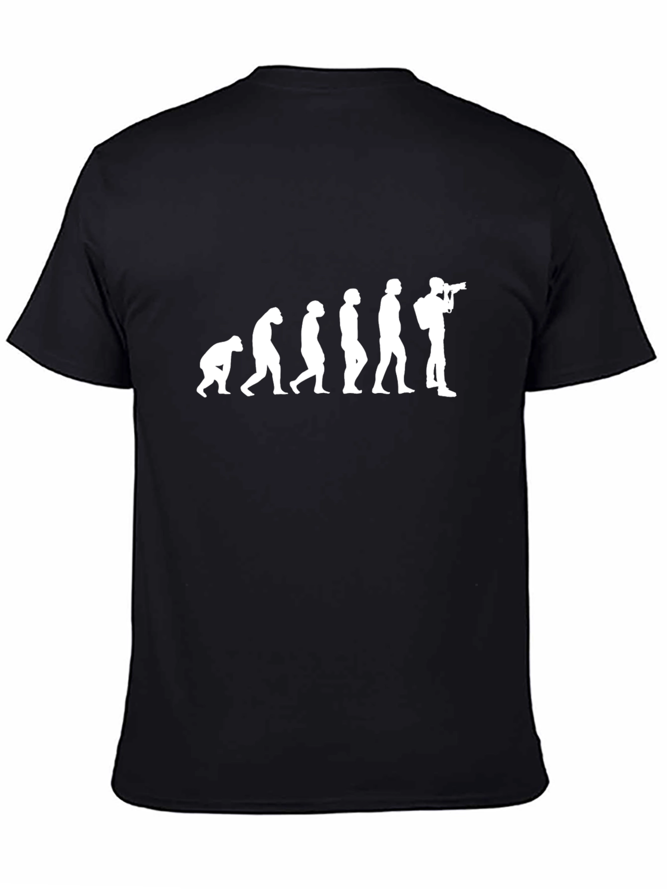 Camiseta Negra Evolución Fotógrafo Hombre Algodón