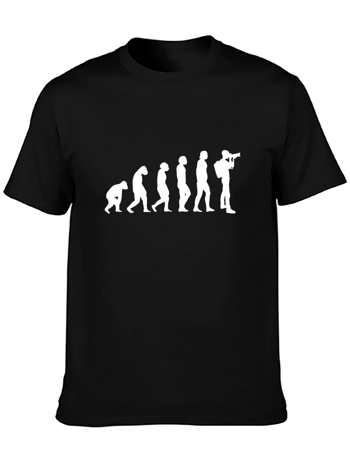Camiseta Negra Evolución Fotógrafo Hombre Algodón