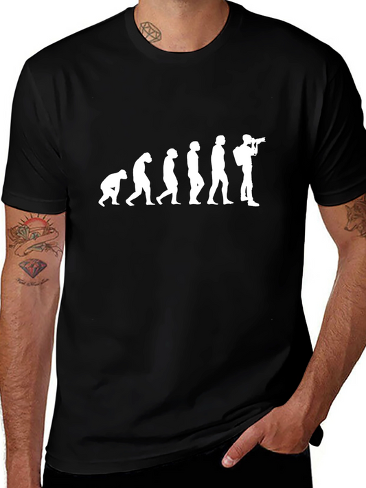 Camiseta Negra Evolución Fotógrafo Hombre Algodón