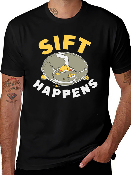 Camiseta Negra Sift Happens para Amantes de la Minería