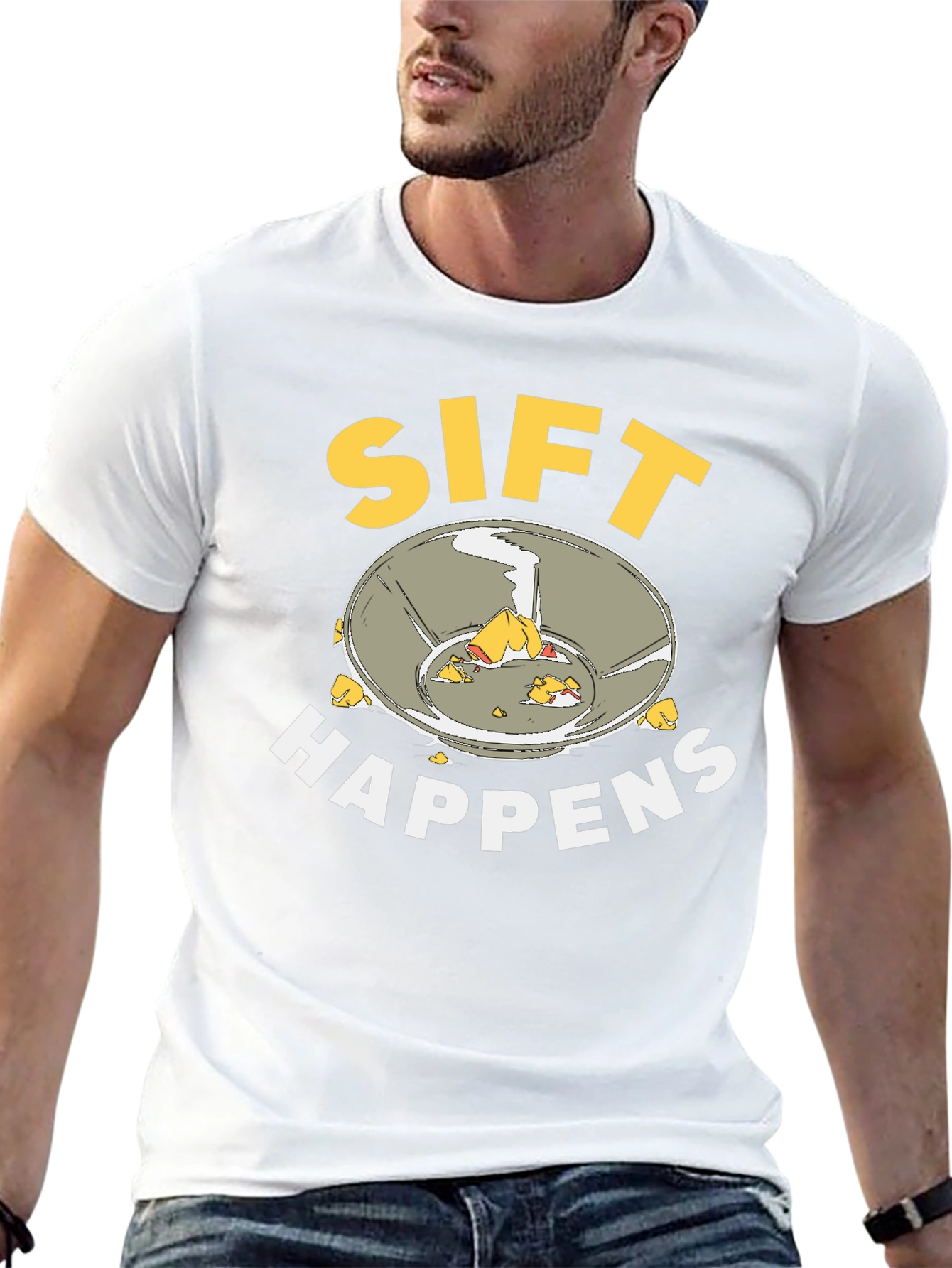 Camiseta Negra Sift Happens para Amantes de la Minería