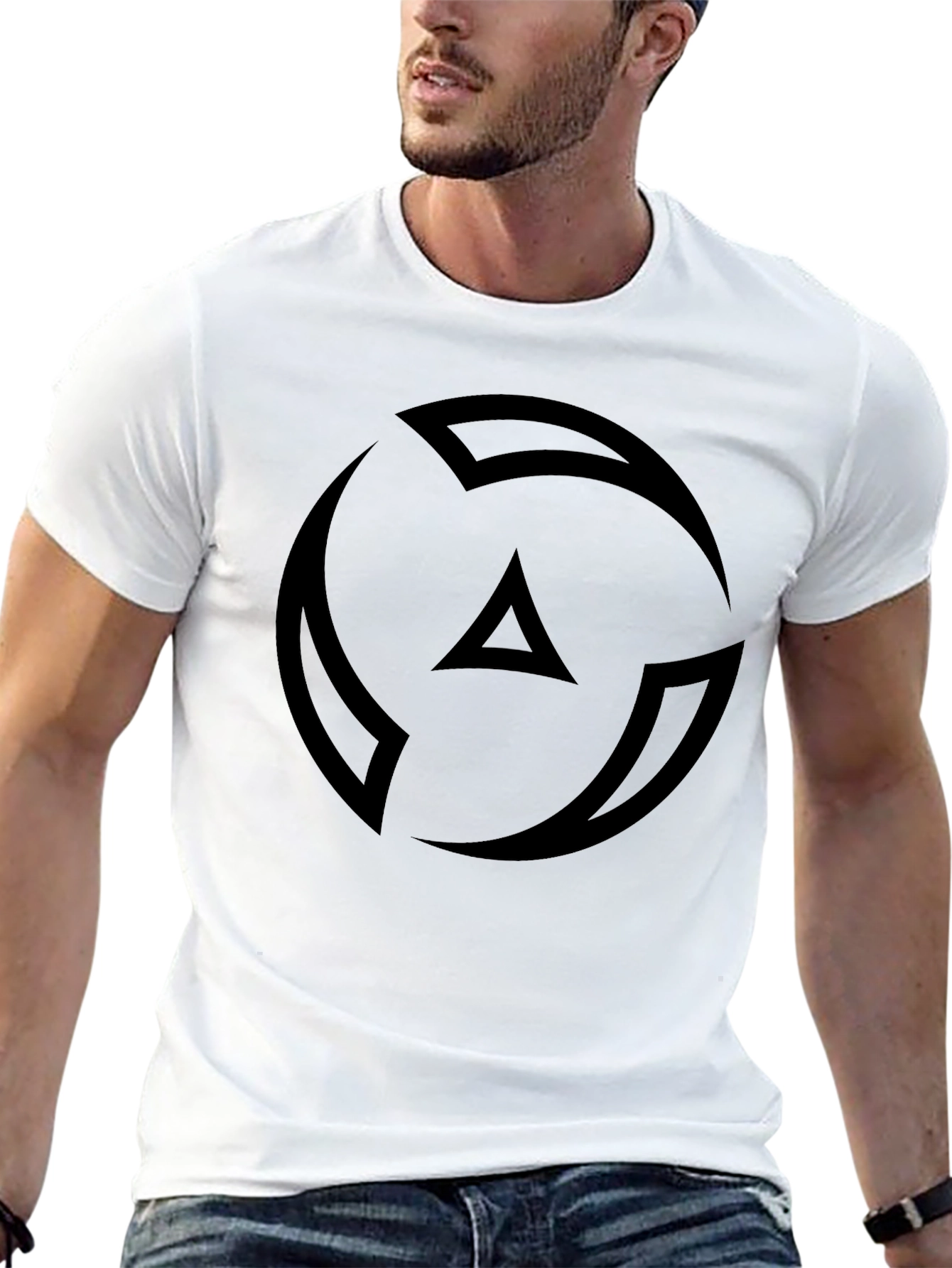 Camiseta Negra Hombre - Diseño Abstracto Circular