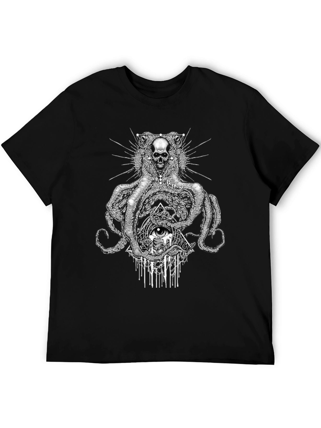 Camiseta Negra: Cráneo Pulpo y Ojo Místico