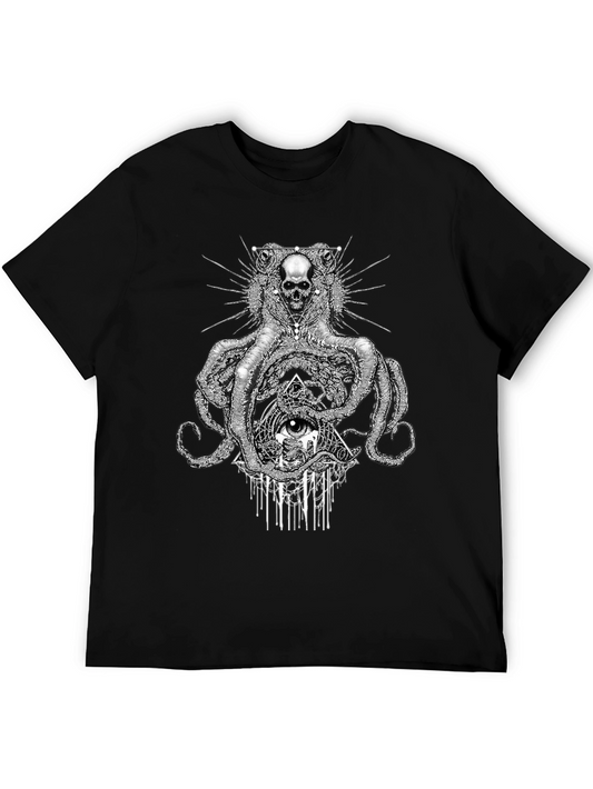Camiseta Negra: Cráneo Pulpo y Ojo Místico