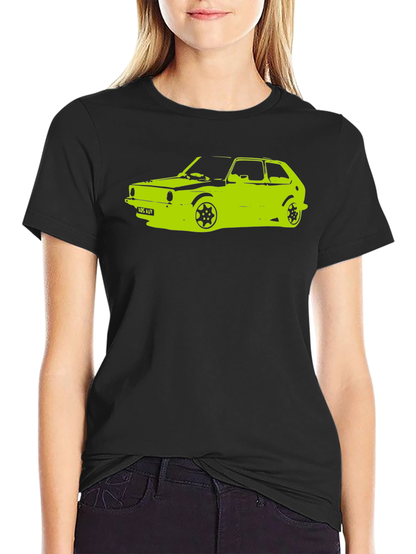 Camiseta Negra con Diseño de Coche Clásico