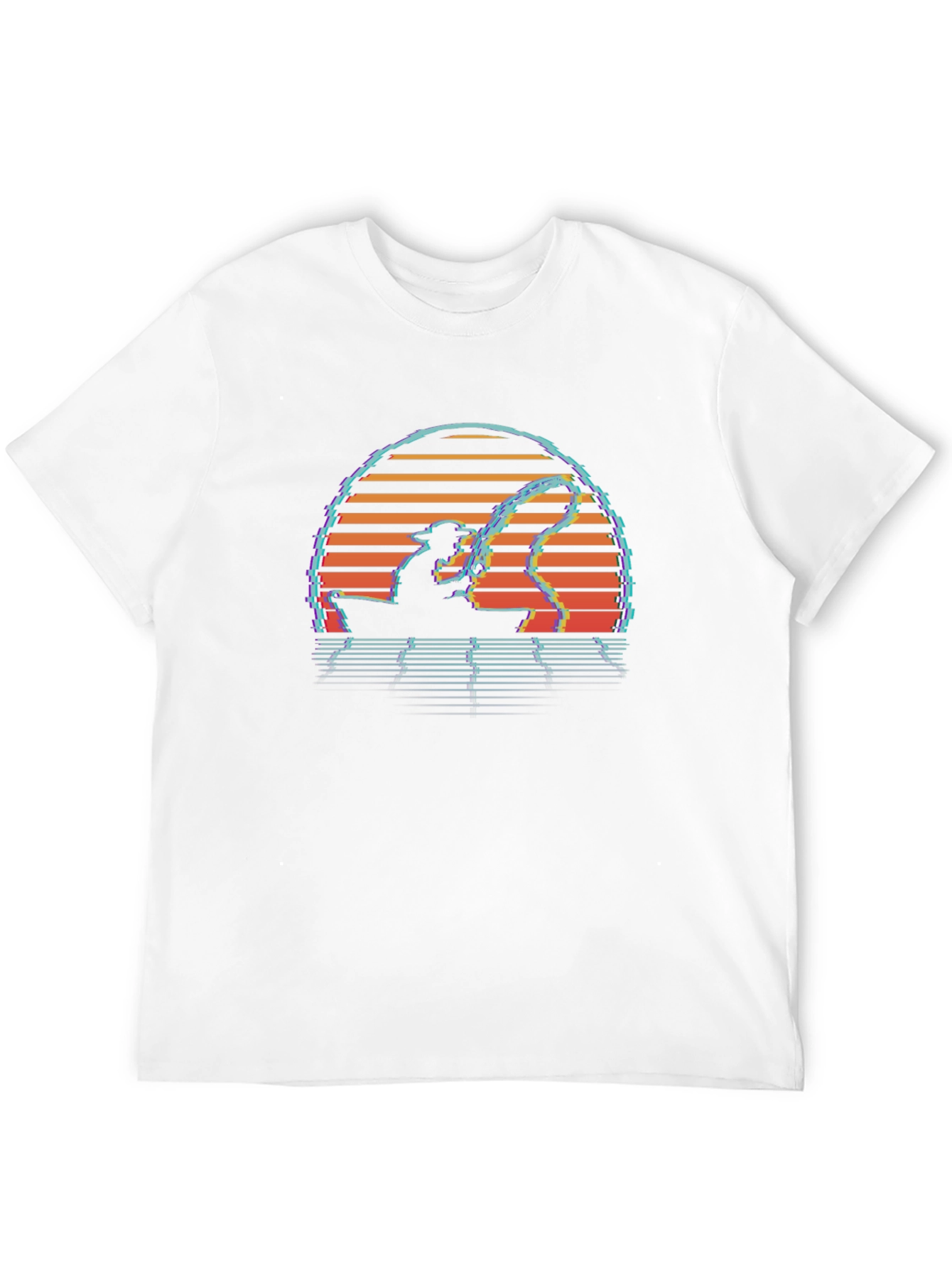 Camiseta Negra Retro Atardecer Pesca