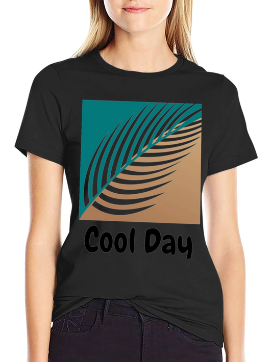 Camiseta Negra Cool Day Diseño Tropical