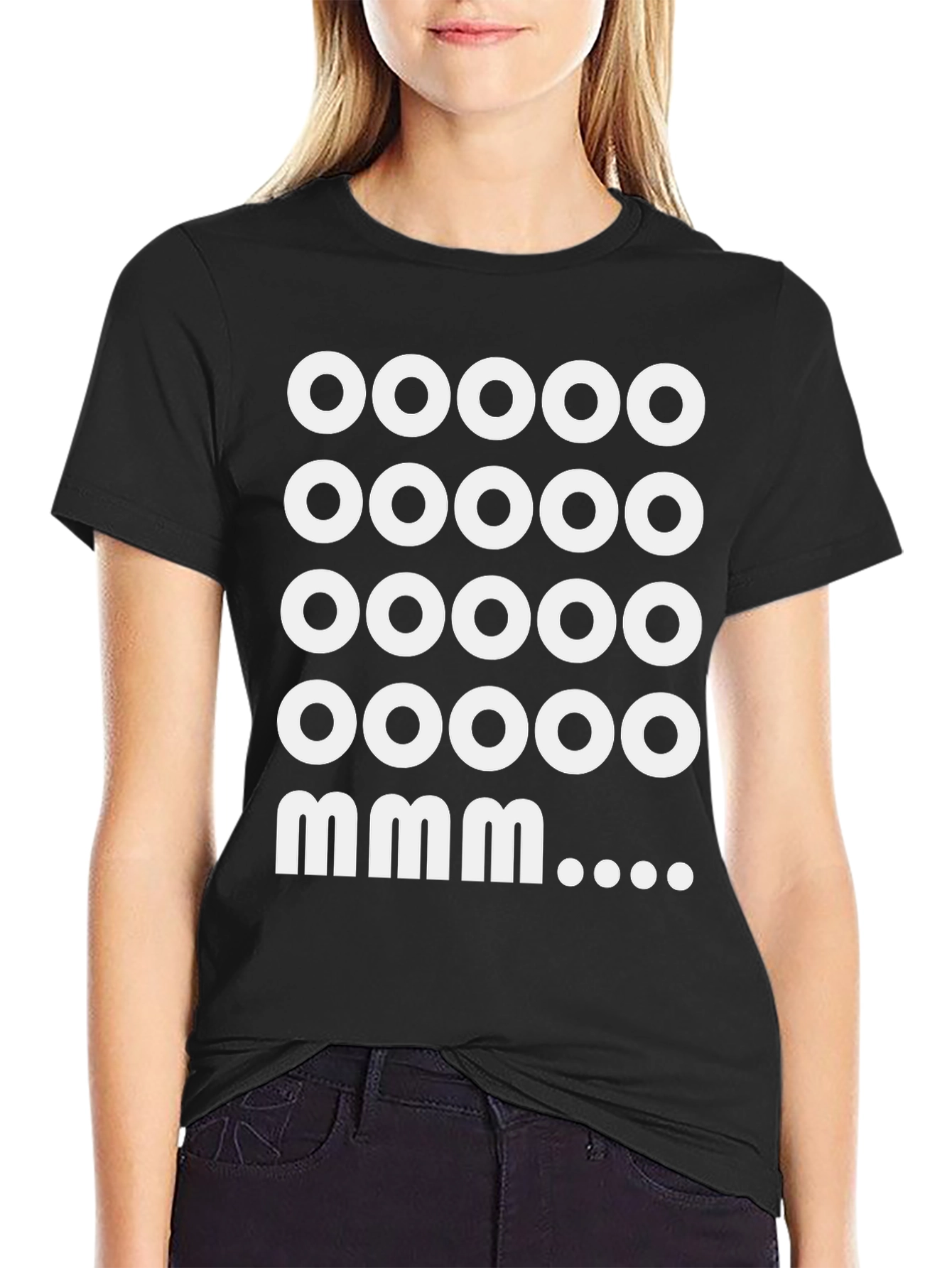 Camiseta Negra: Ooooo mmm... Diseño Divertido