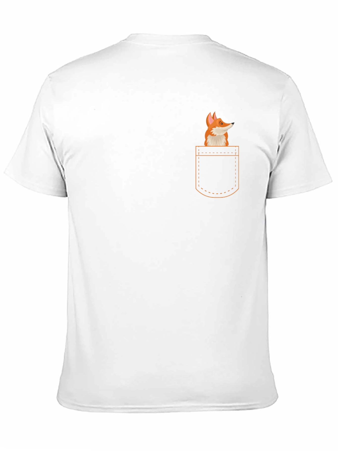 Camiseta Negra con Bolsillo y Diseño de Zorro