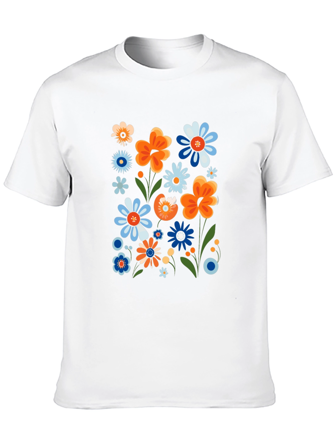 Camiseta Negra con Estampado Floral Retro