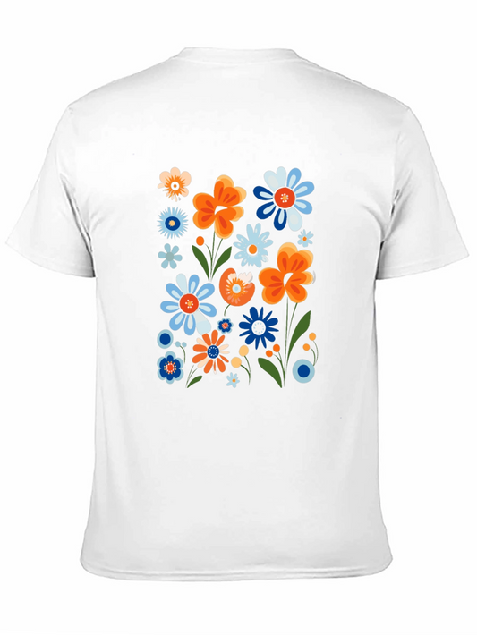 Camiseta Negra con Estampado Floral Retro