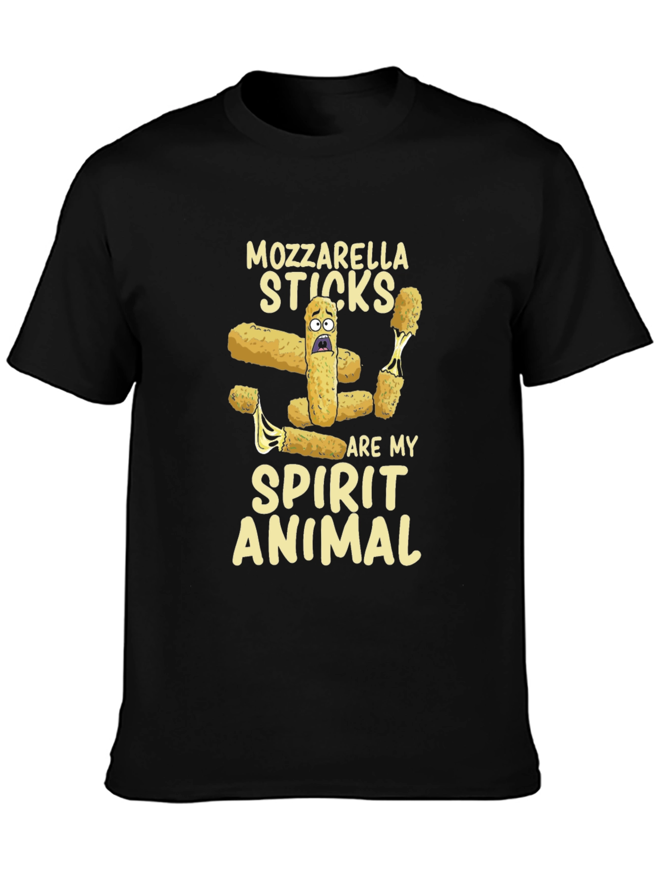 Camiseta Negra Mozzarella Sticks Spirit Animal
