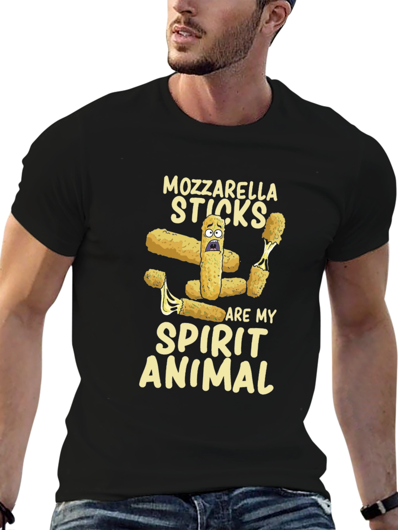 Camiseta Negra Mozzarella Sticks Spirit Animal