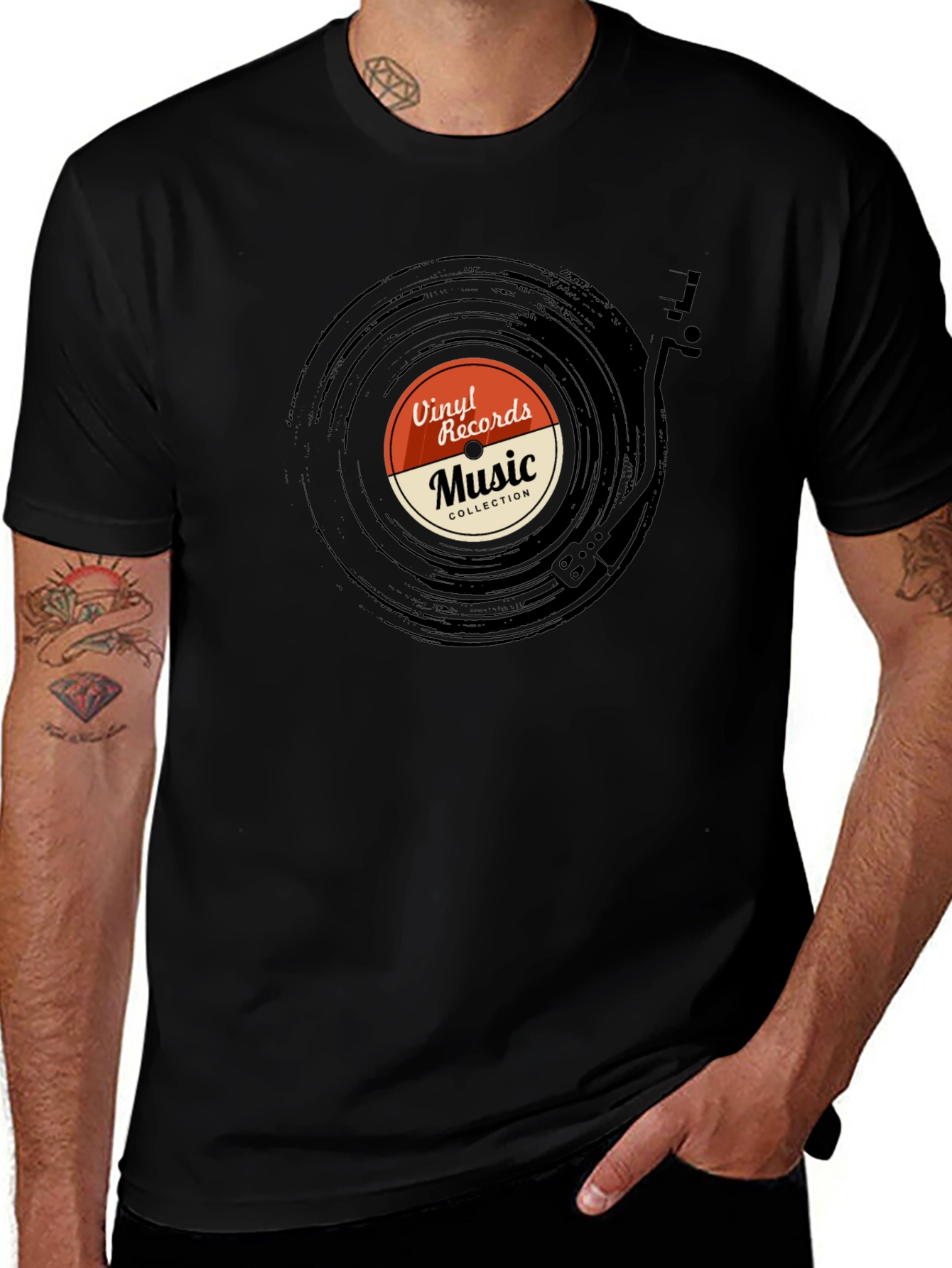 Camiseta Negra Vinilo Records Music Collection