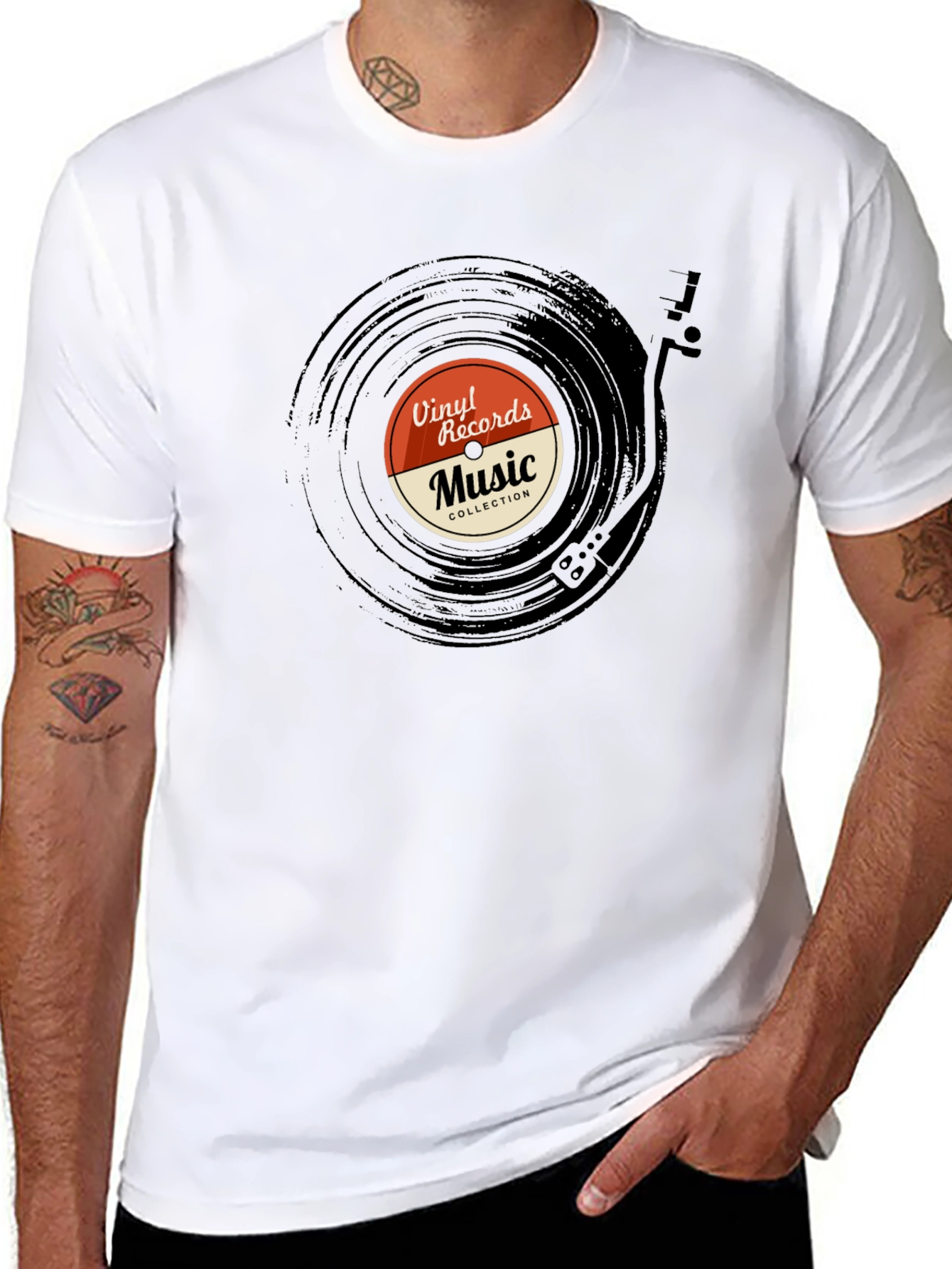 Camiseta Negra Vinilo Records Music Collection