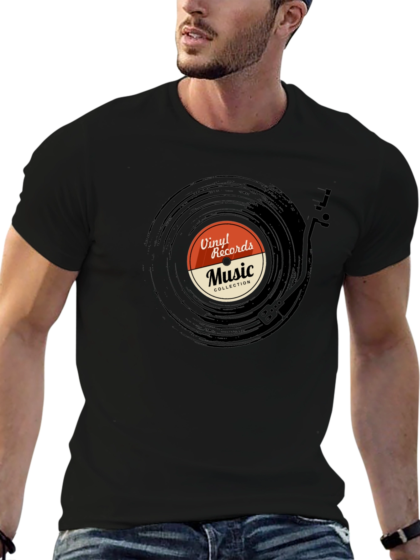 Camiseta Negra Vinilo Records Music Collection
