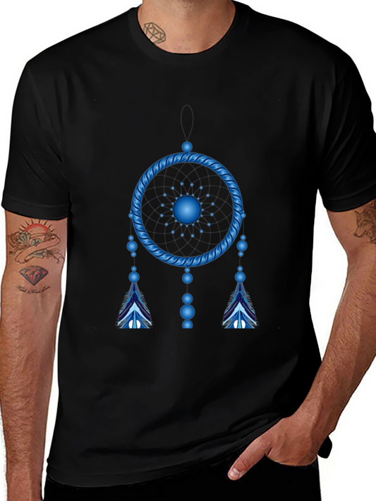 Camiseta Negra Atrapasueños Azul Eléctrico