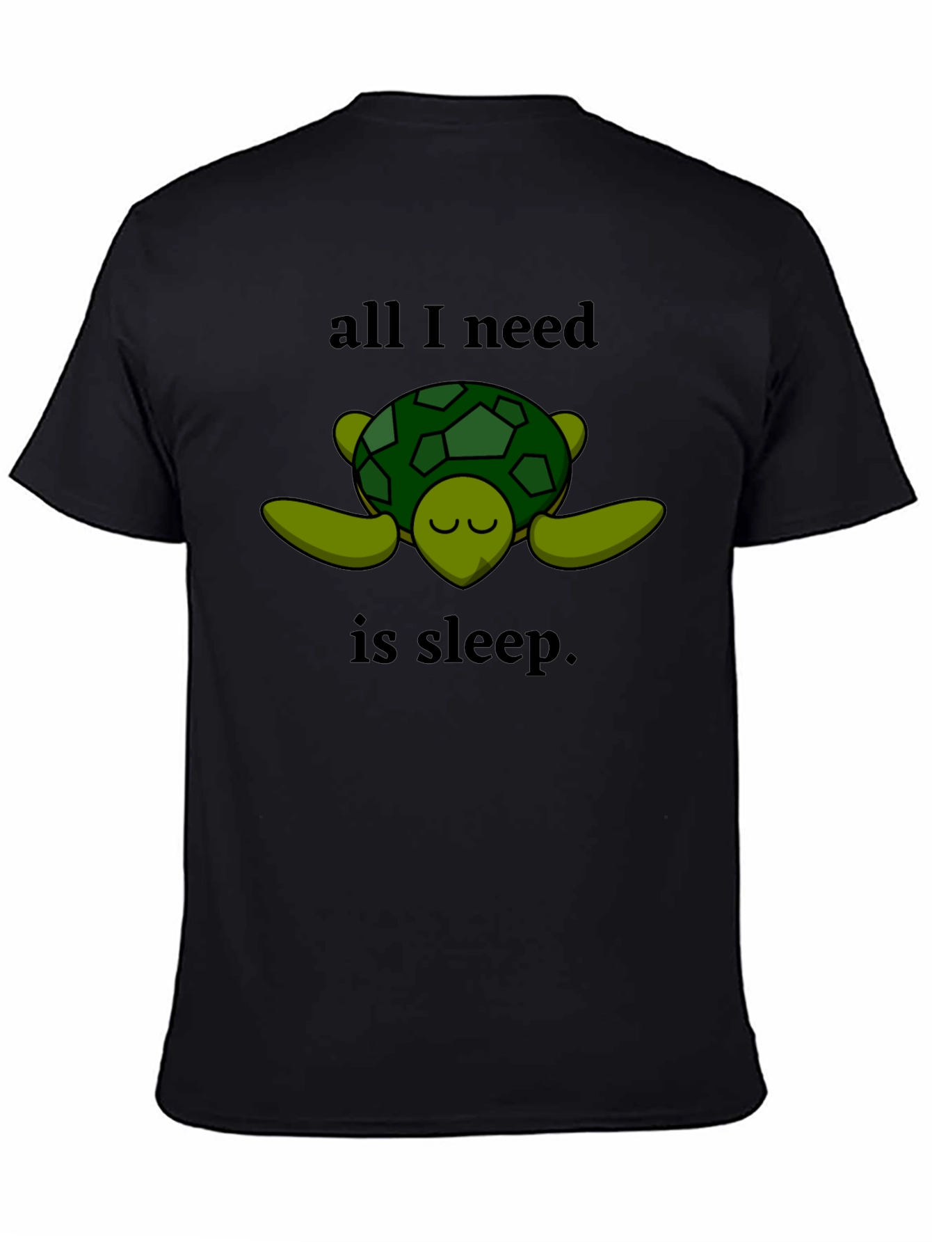 Camiseta Negra con Diseño de Tortuga Dormilona