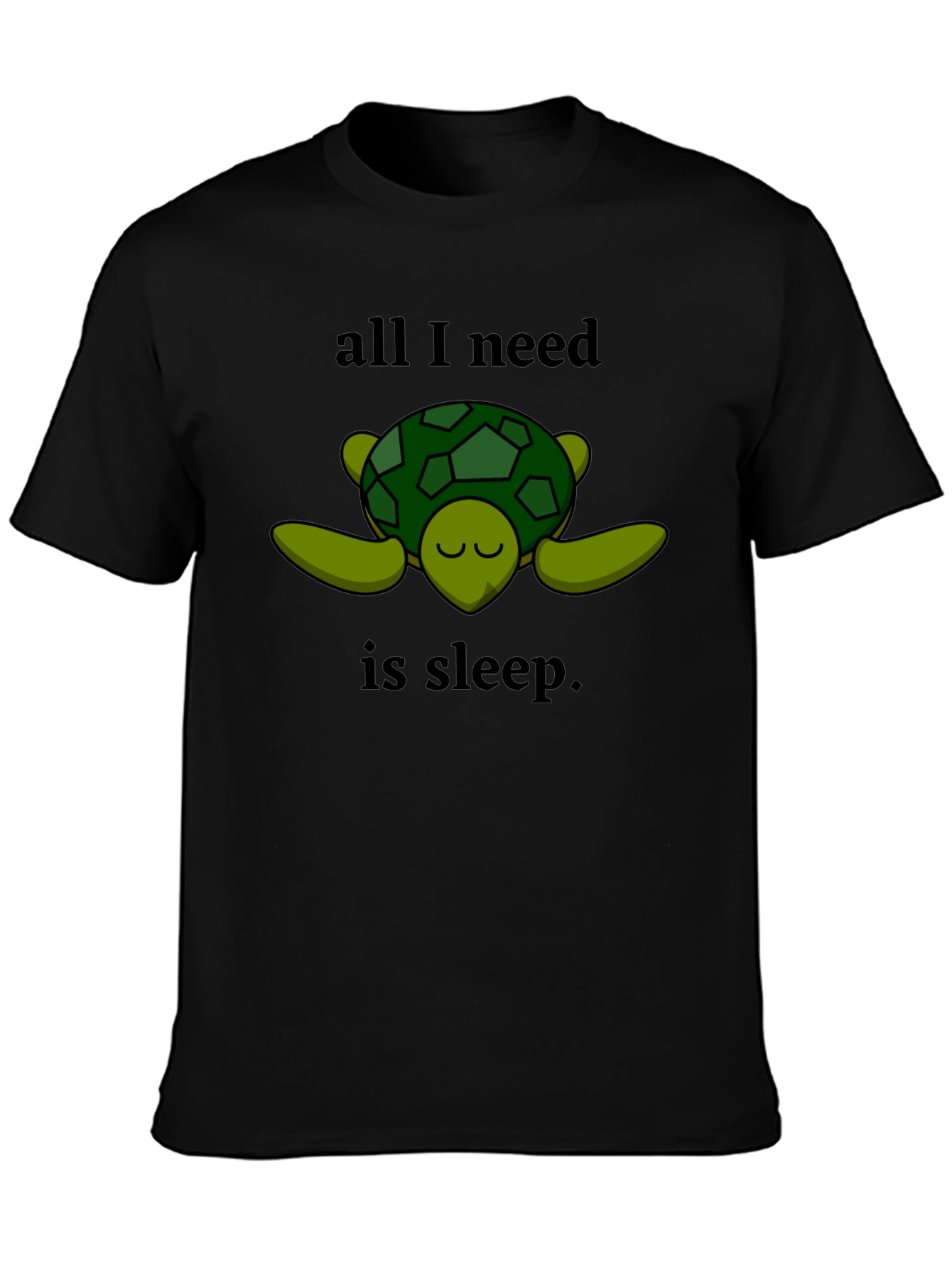 Camiseta Negra con Diseño de Tortuga Dormilona
