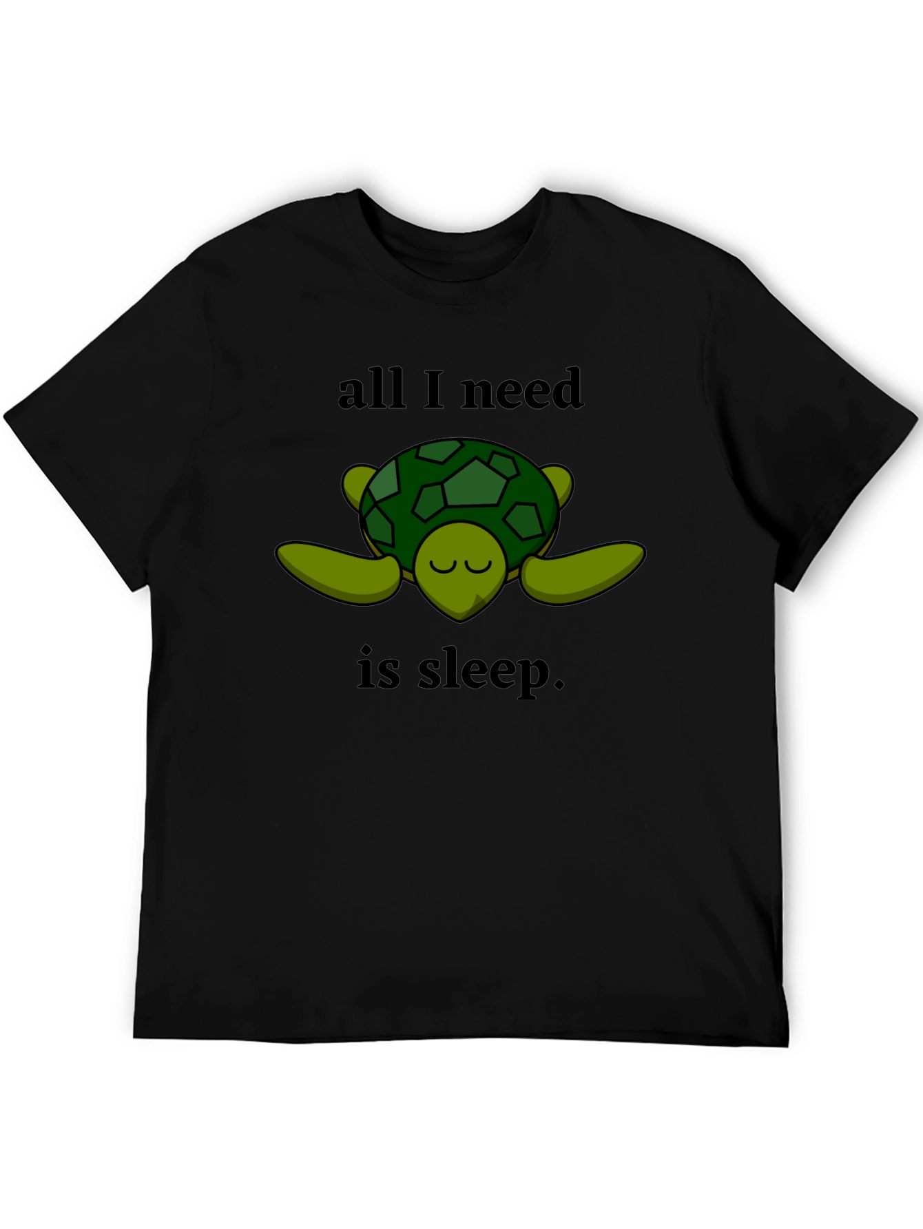Camiseta Negra con Diseño de Tortuga Dormilona