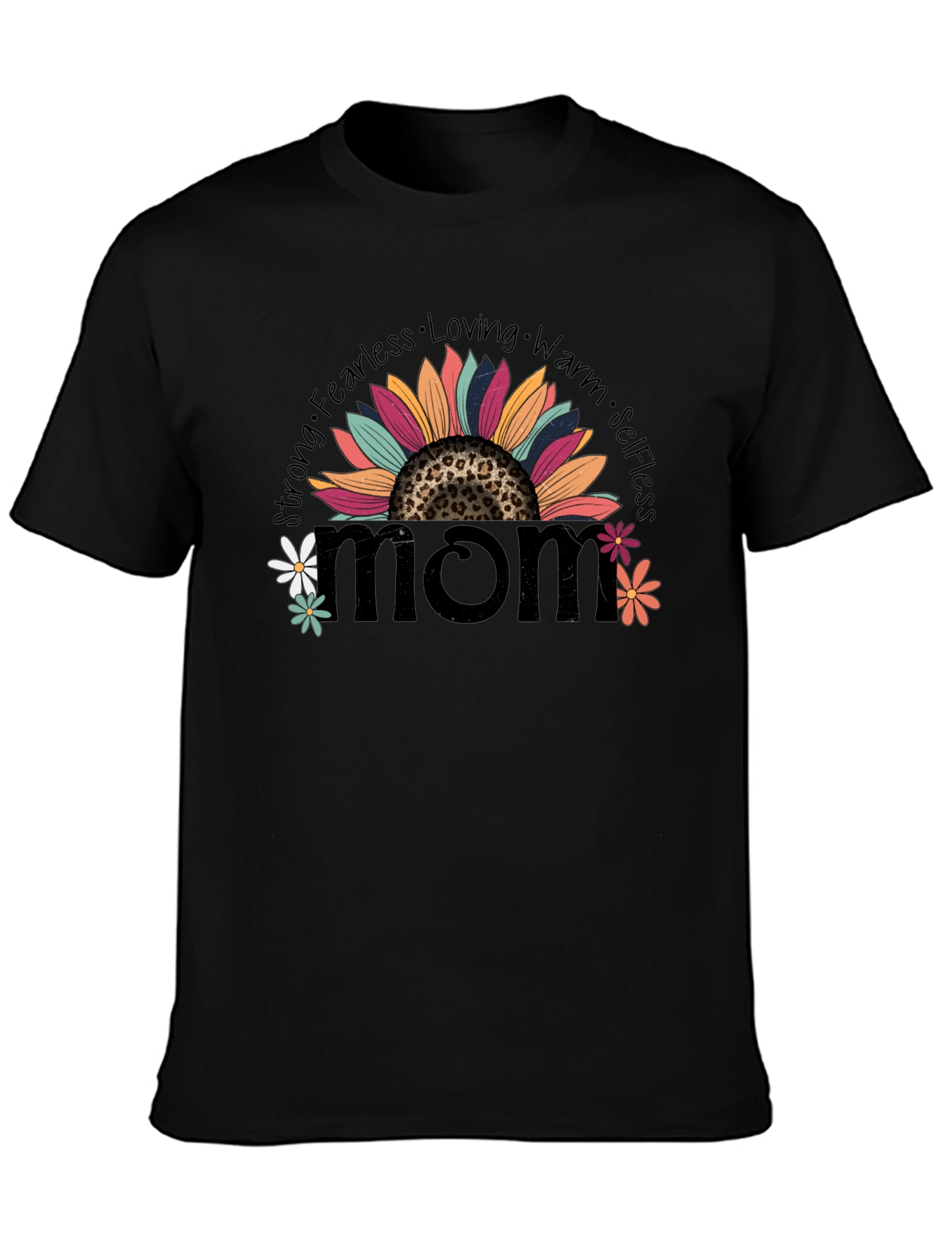 Camiseta Negra Mom con Diseño Floral