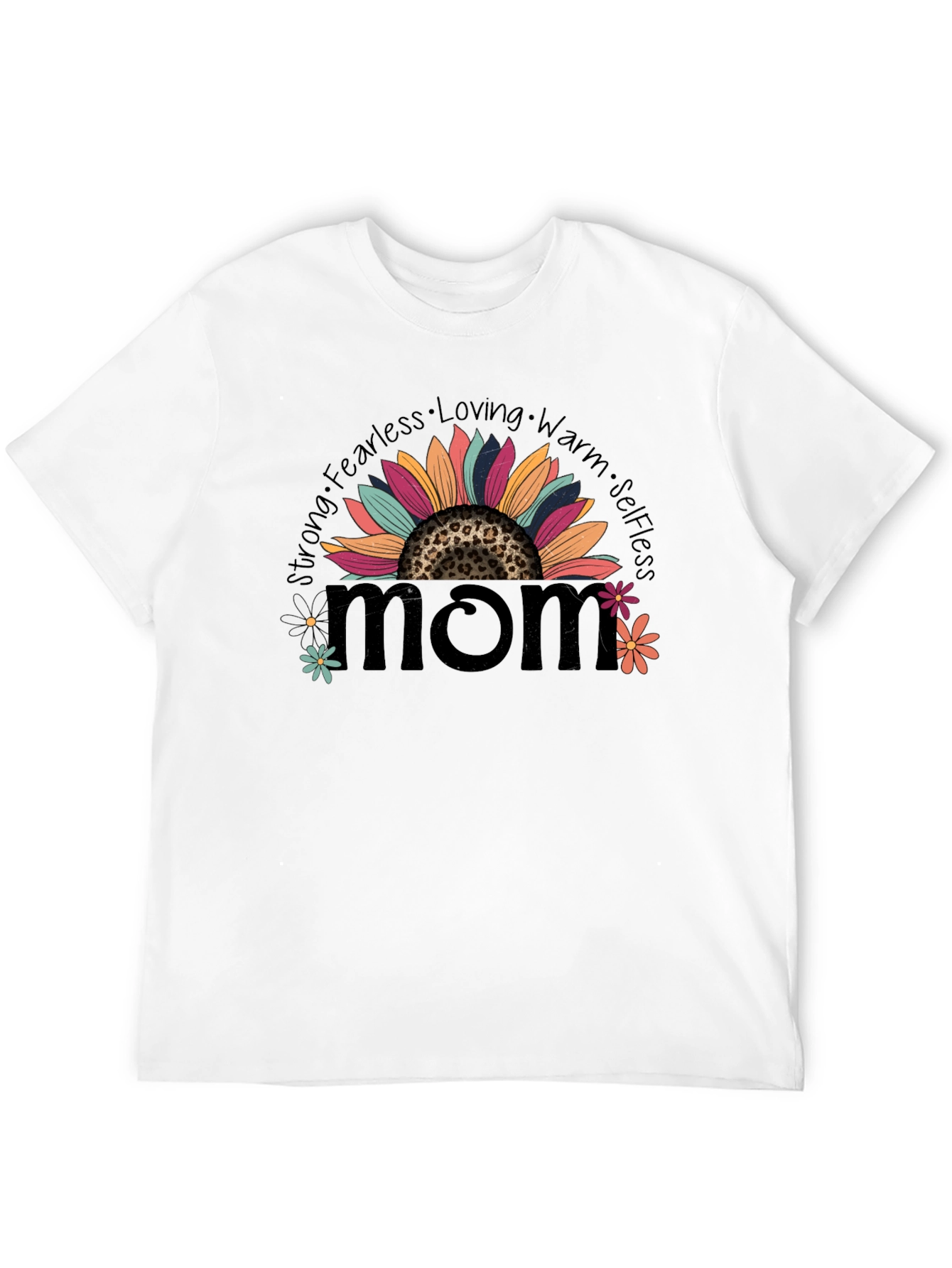 Camiseta Negra Mom con Diseño Floral