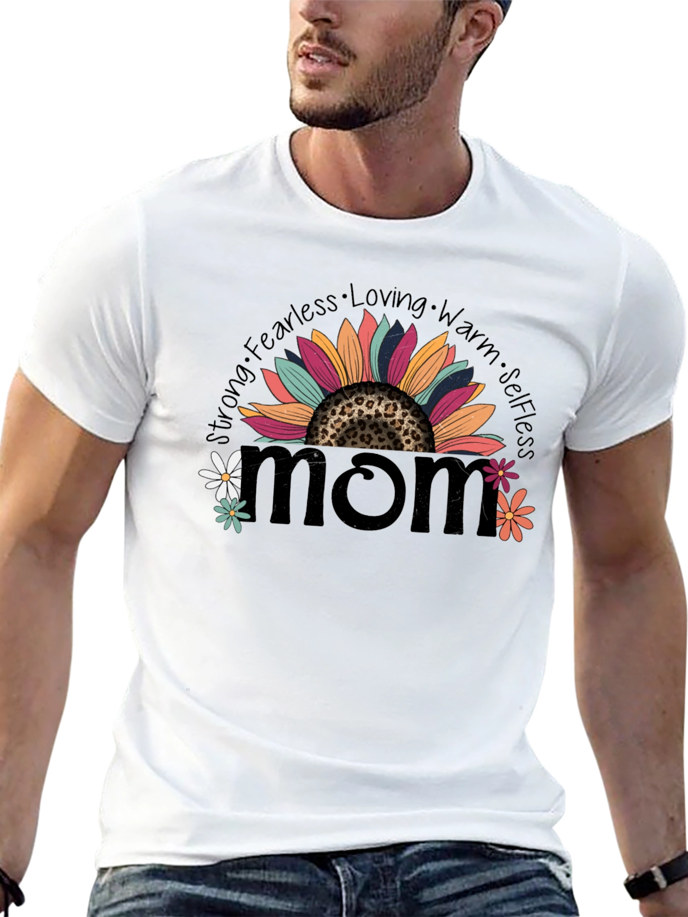 Camiseta Negra Mom con Diseño Floral