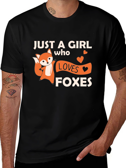 Camiseta Negra con Diseño de Zorro Just a Girl Who Loves Foxes