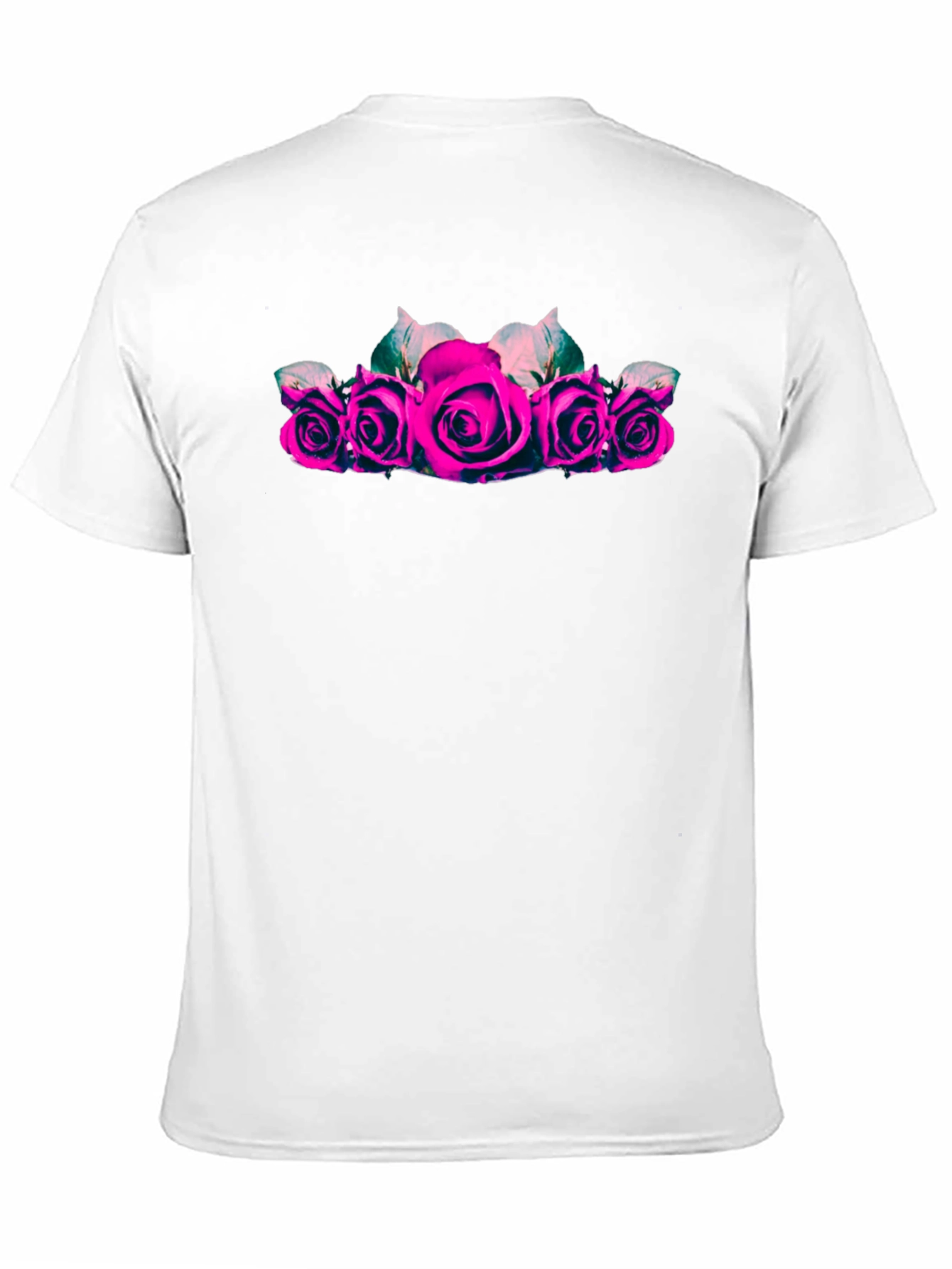 Camiseta Negra con Rosas Fucsia para Hombre