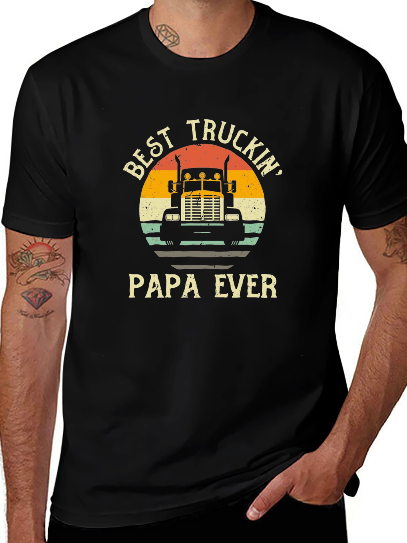 Camiseta Negra Best Truckin Papa Ever