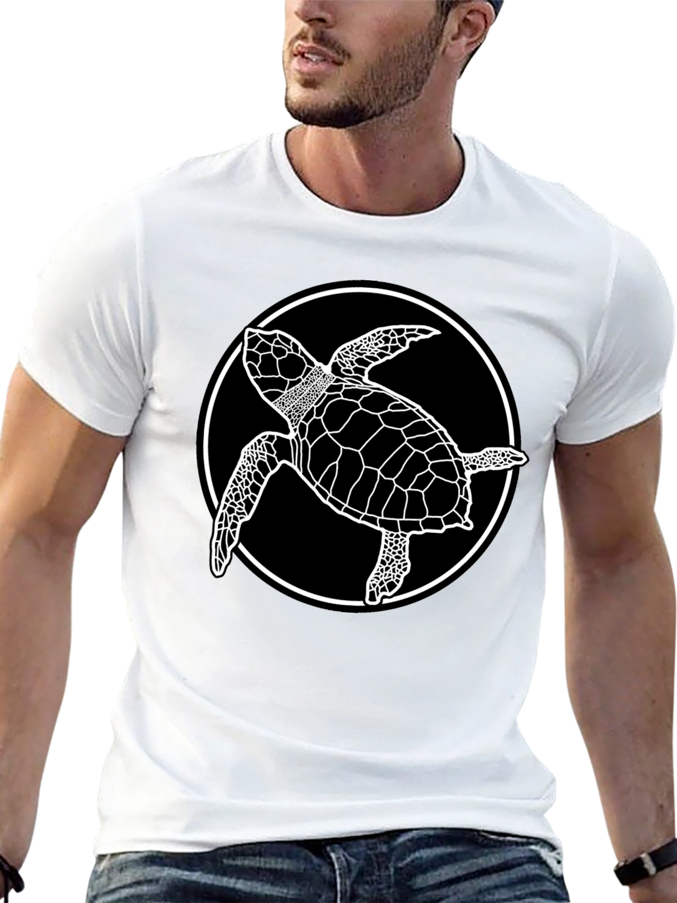Camiseta Negra con Diseño de Tortuga Marina
