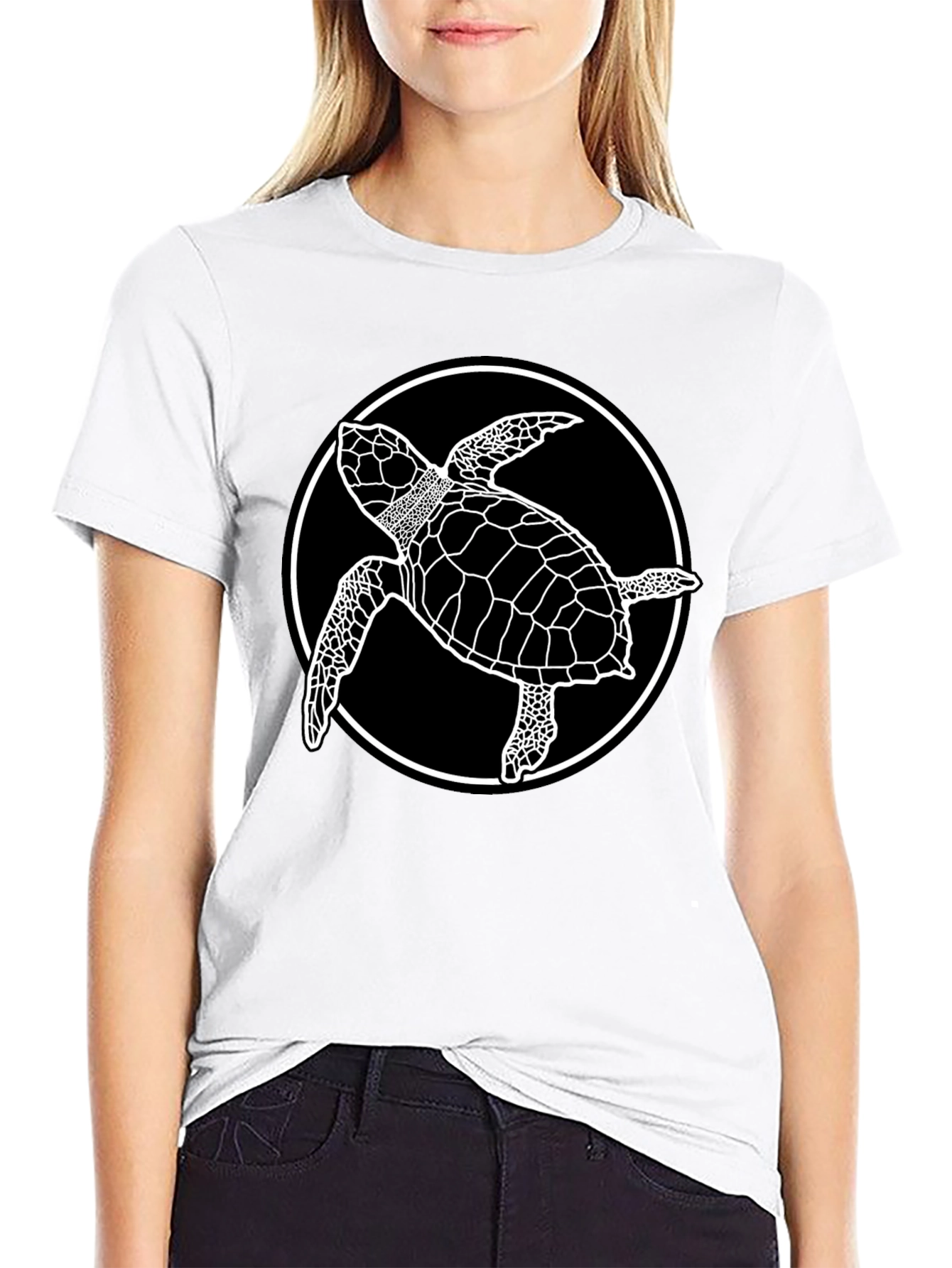Camiseta Negra con Diseño de Tortuga Marina