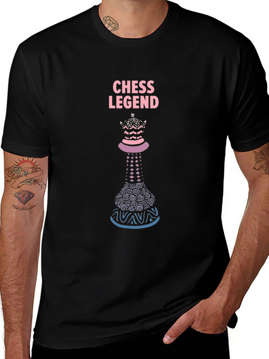 Camiseta Negra Ajedrez Leyenda Diseño Único