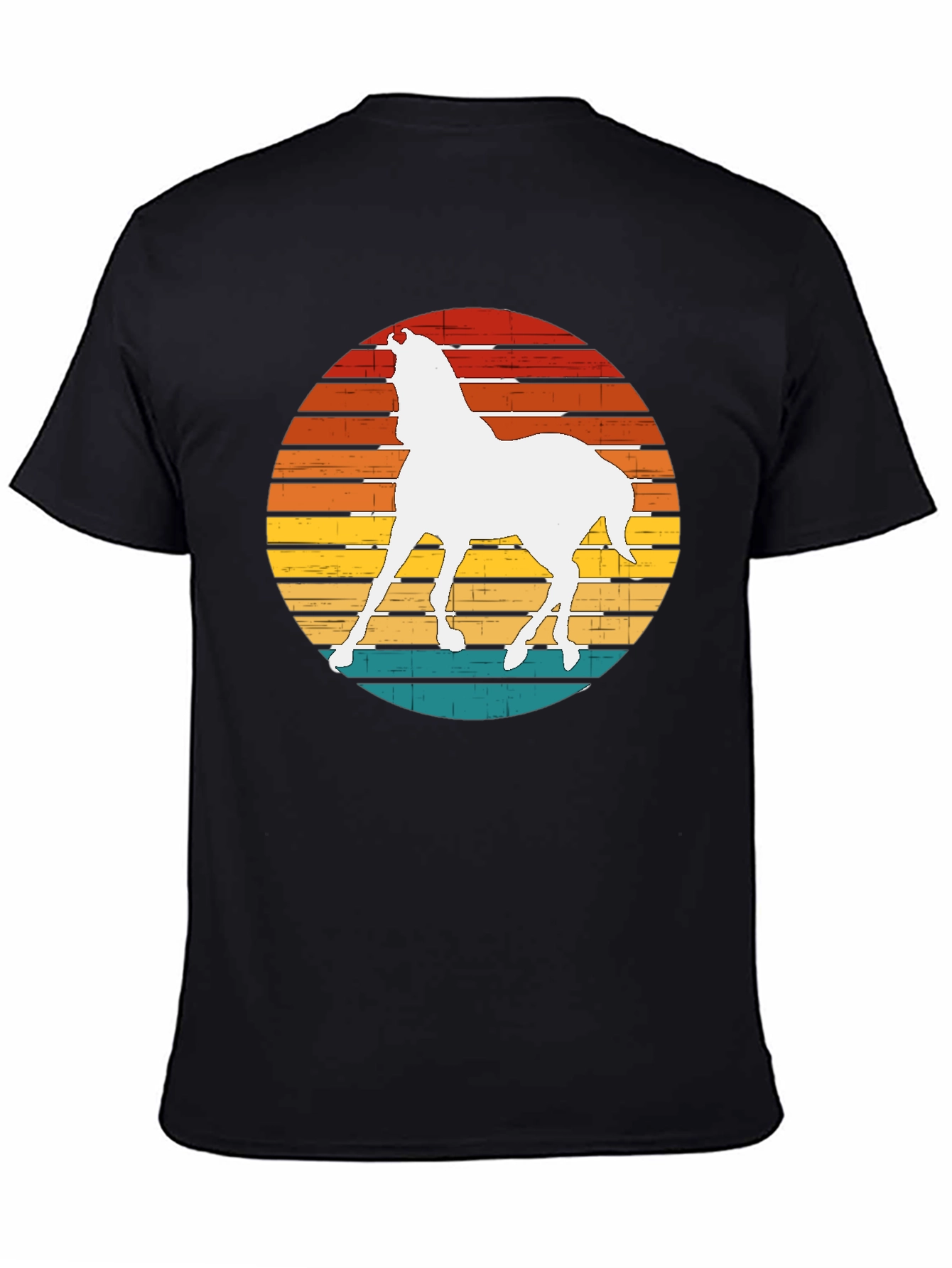 Camiseta Negra con Diseño de Caballo Retro