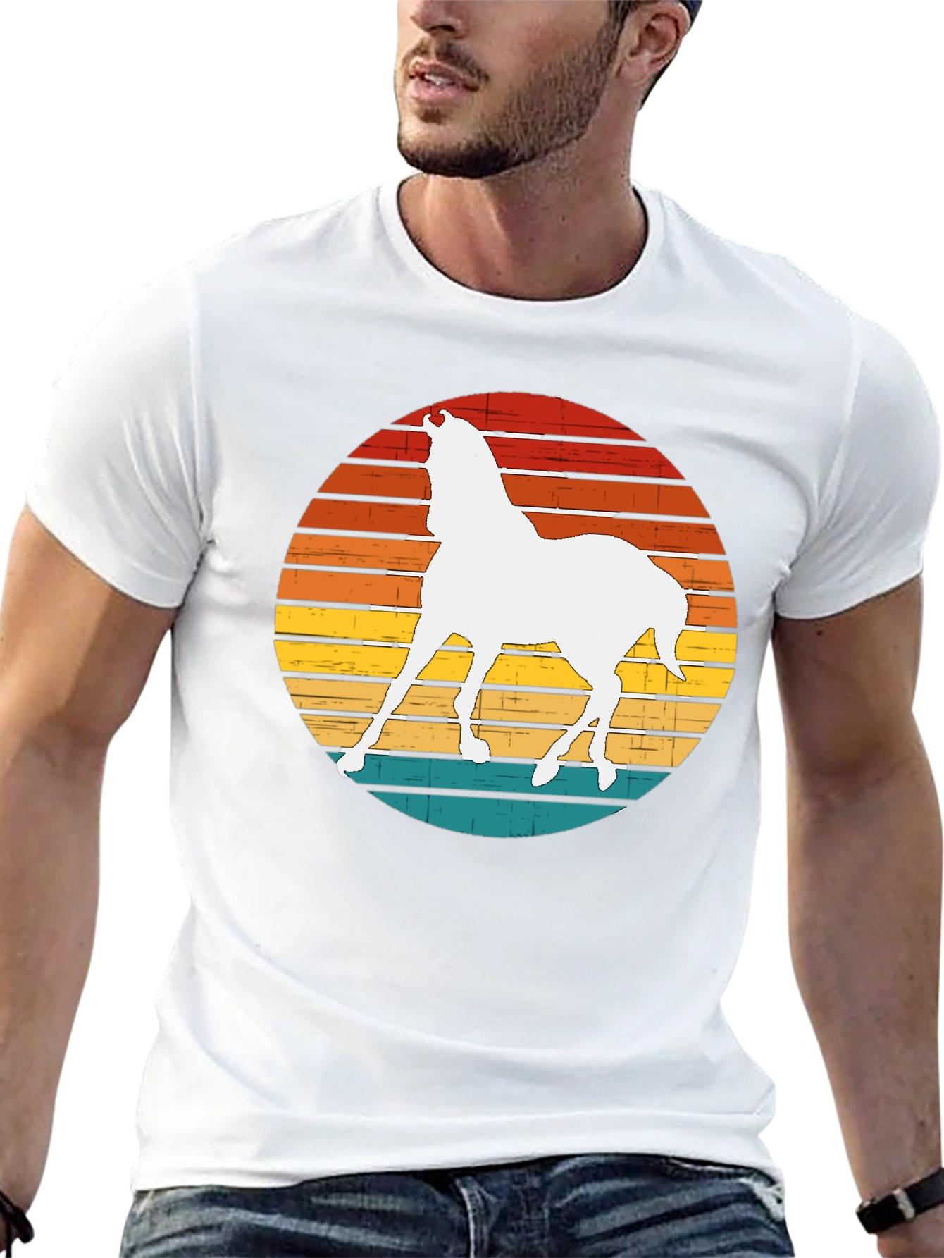 Camiseta Negra con Diseño de Caballo Retro