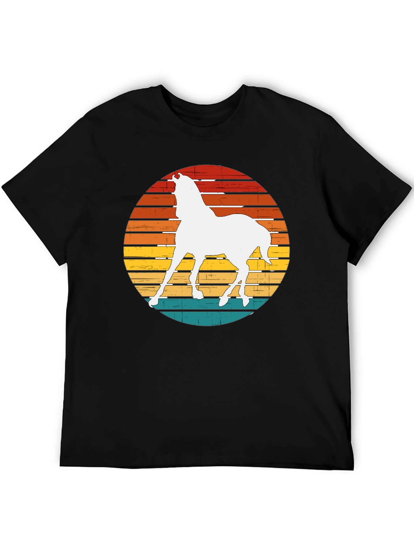 Camiseta Negra con Diseño de Caballo Retro