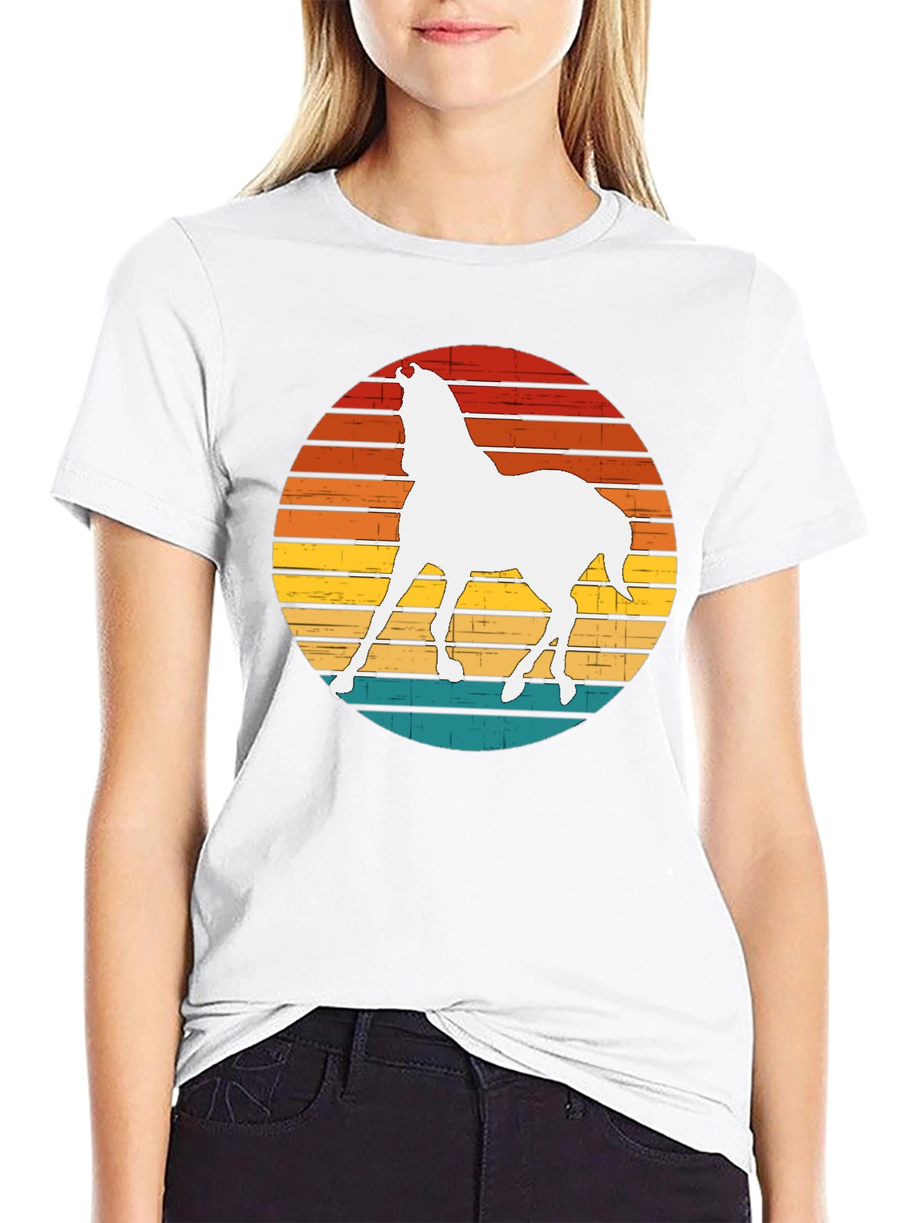 Camiseta Negra con Diseño de Caballo Retro