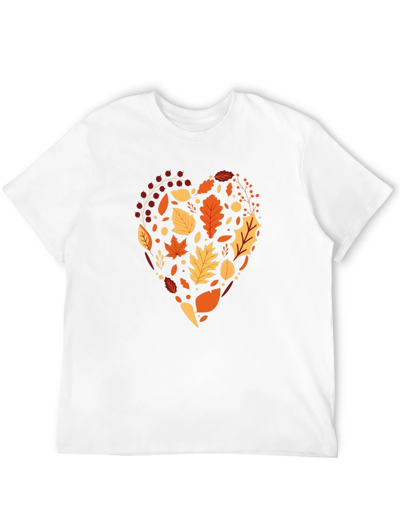 Camiseta Negra Corazón de Hojas Otoñales