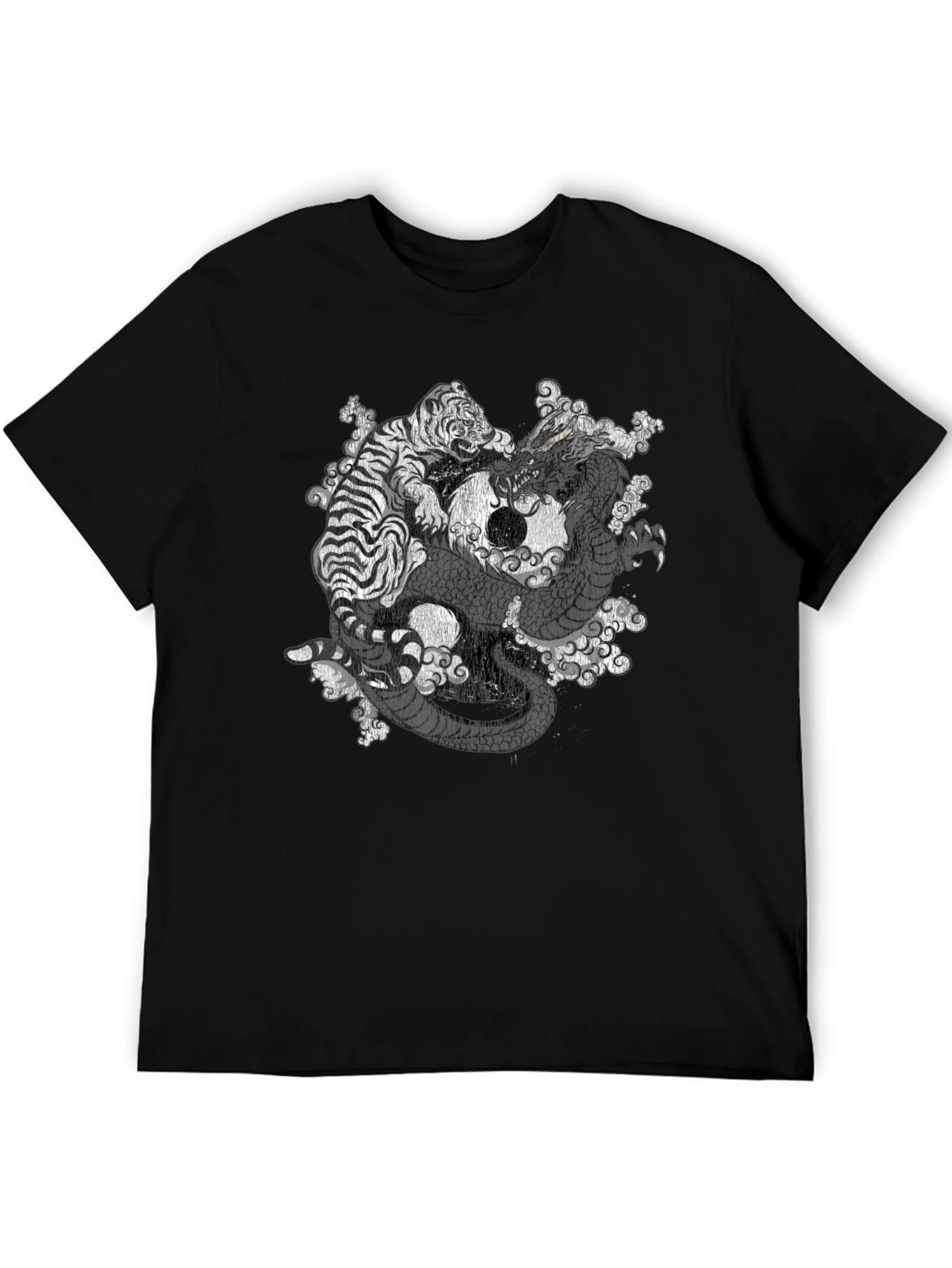Camiseta Negra Dragón y Tigre Yin Yang
