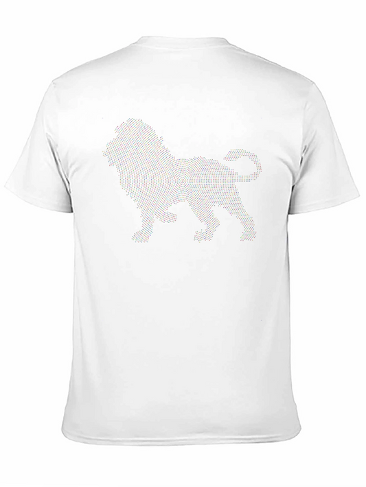 Camiseta Negra Hombre Diseño León Punteado