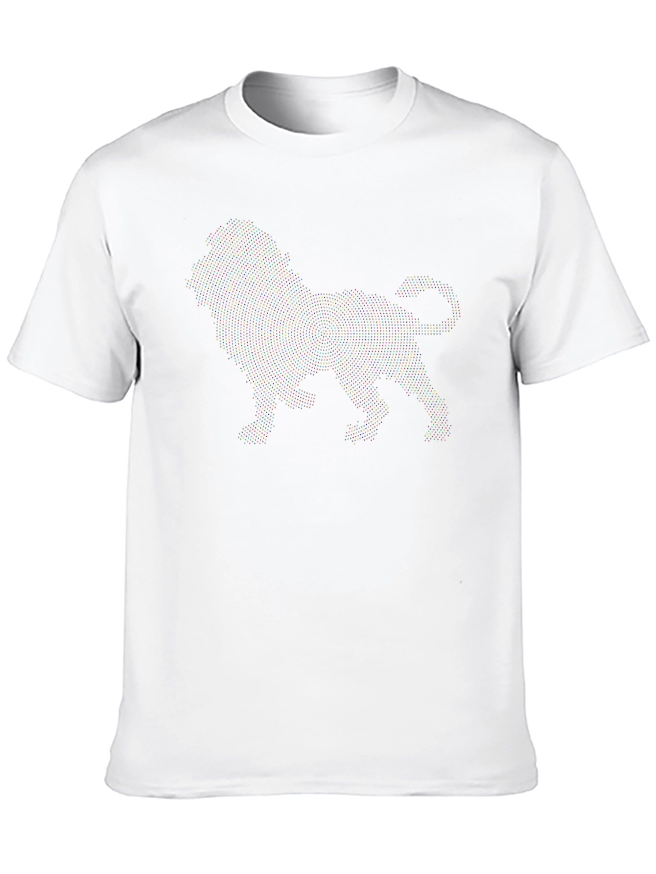 Camiseta Negra Hombre Diseño León Punteado