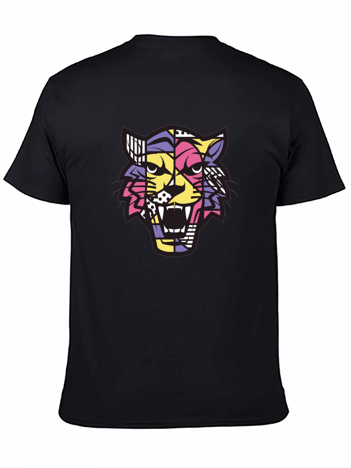 Camiseta Hombre Negra con Diseño de Tigre Abstracto