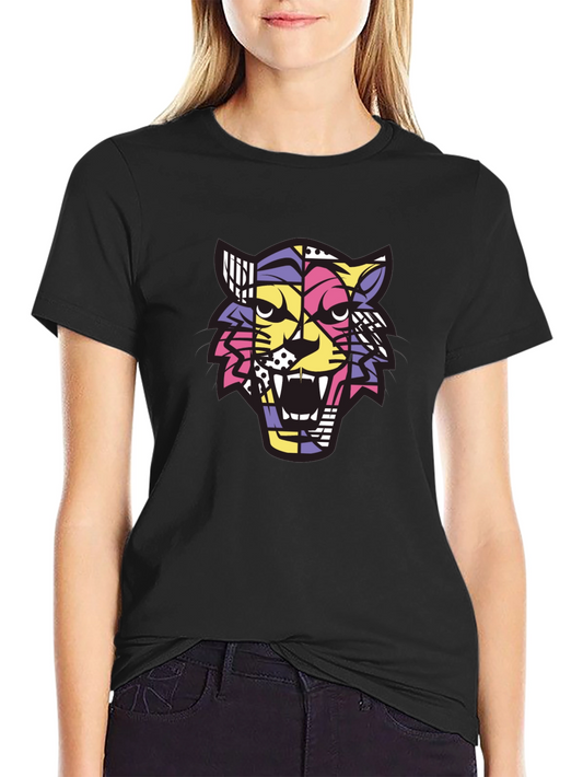 Camiseta Hombre Negra con Diseño de Tigre Abstracto