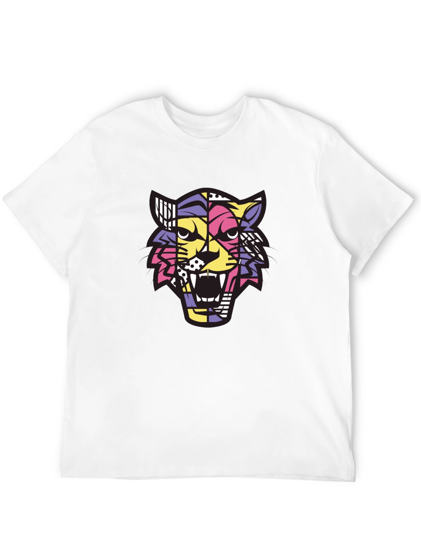 Camiseta Hombre Negra con Diseño de Tigre Abstracto