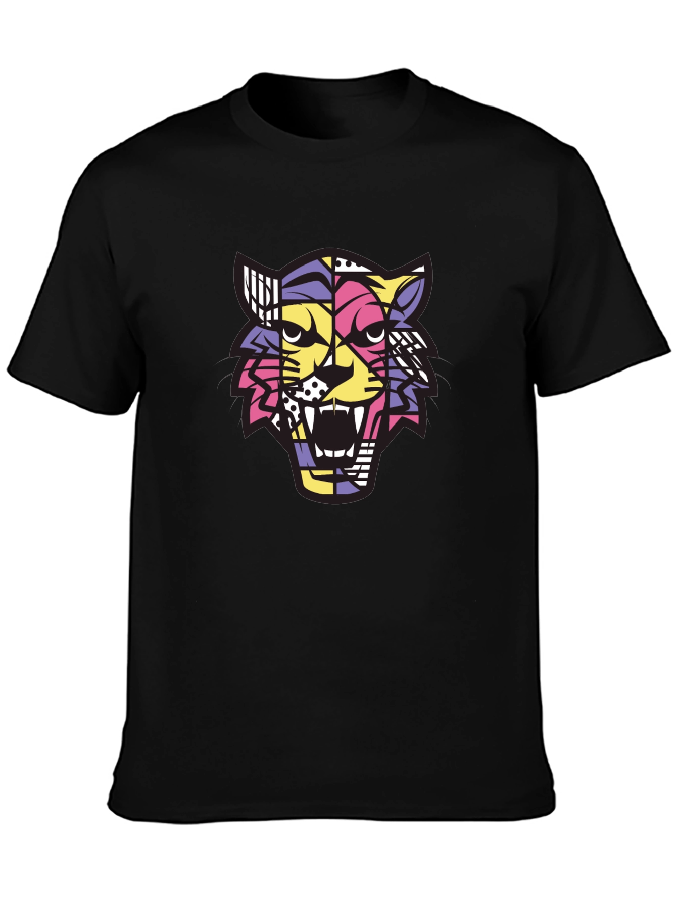 Camiseta Hombre Negra con Diseño de Tigre Abstracto