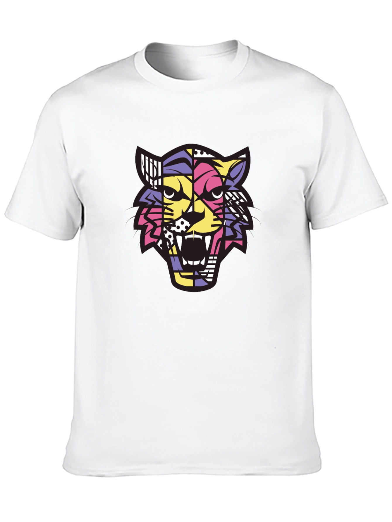 Camiseta Hombre Negra con Diseño de Tigre Abstracto