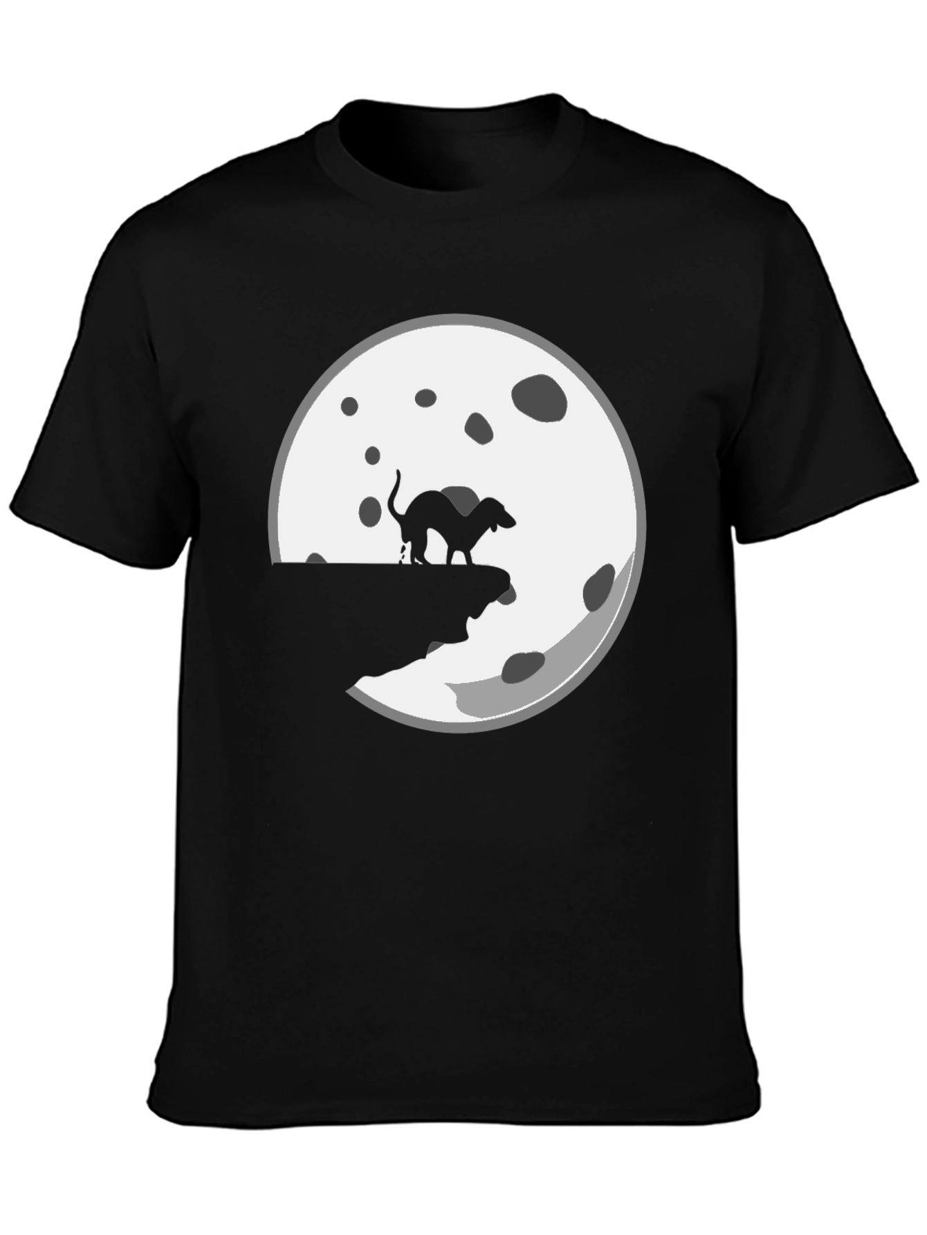 Camiseta Negra con Diseño de Perro y Luna